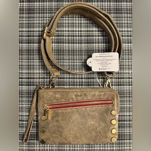 Hammitt Tan Clutch with Gold Accents